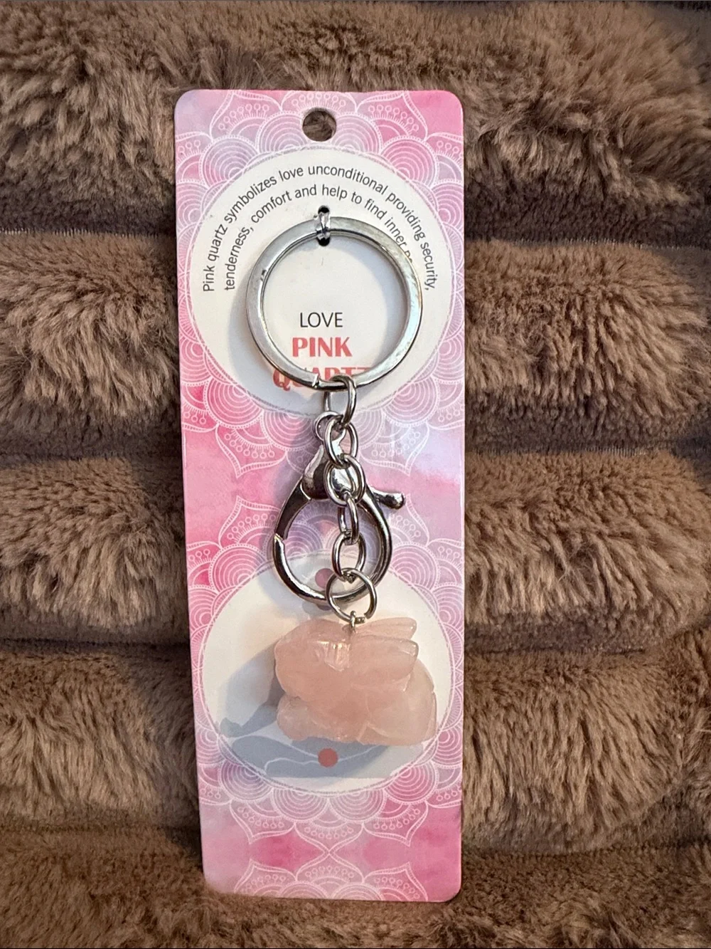 Rose Quartz Butterfly Keychain - Pink Stone Charm